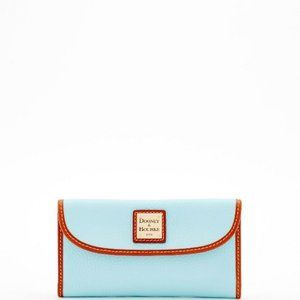 Dooney & Bourke Pebble Grain Leather Continental Clutch Wallet / pale blue NWT